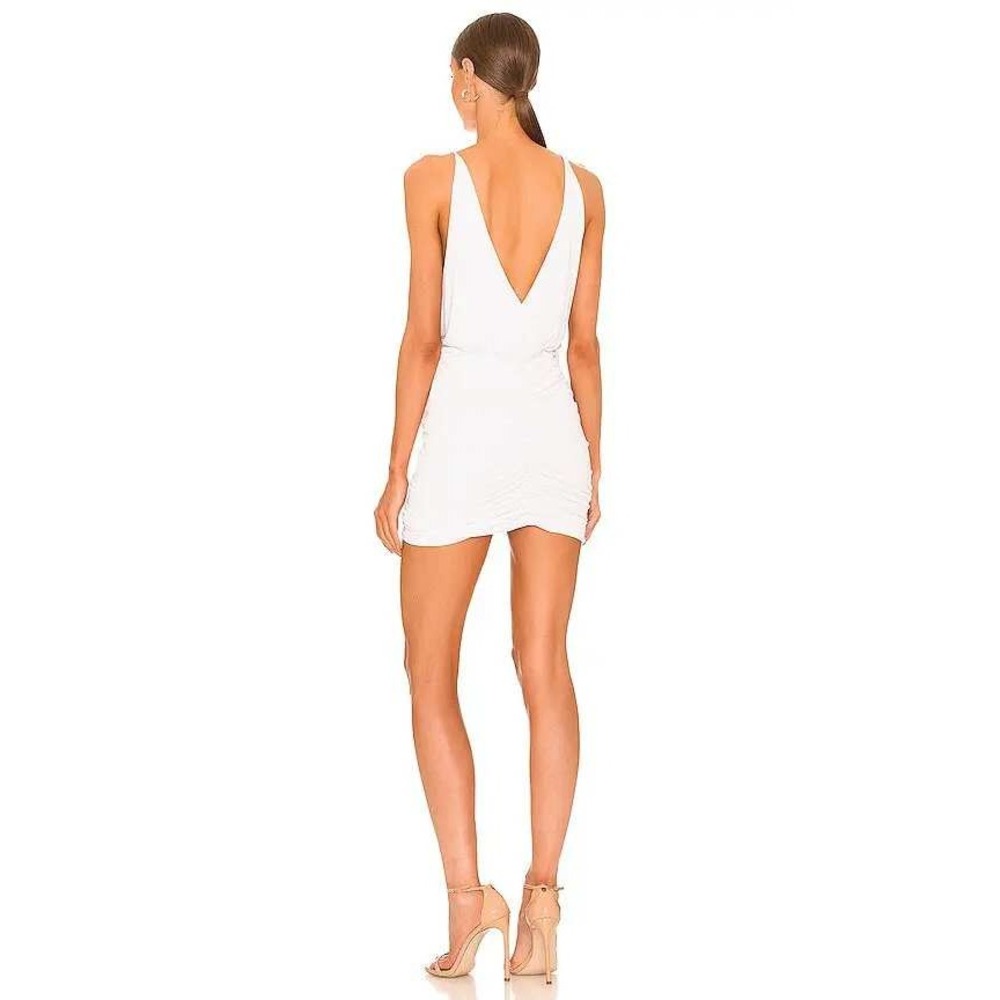 Retrofête Dress Women XXL White‎ Kai Dress Mini Ruched V-Neck Jersey NWT - Picture 4 of 10